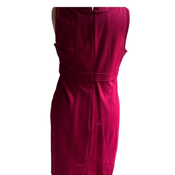 Talbots Size 14 Petite Red\Burgundy Sleeveless Sheath Ponte Knit Dress - Picture 4 of 7